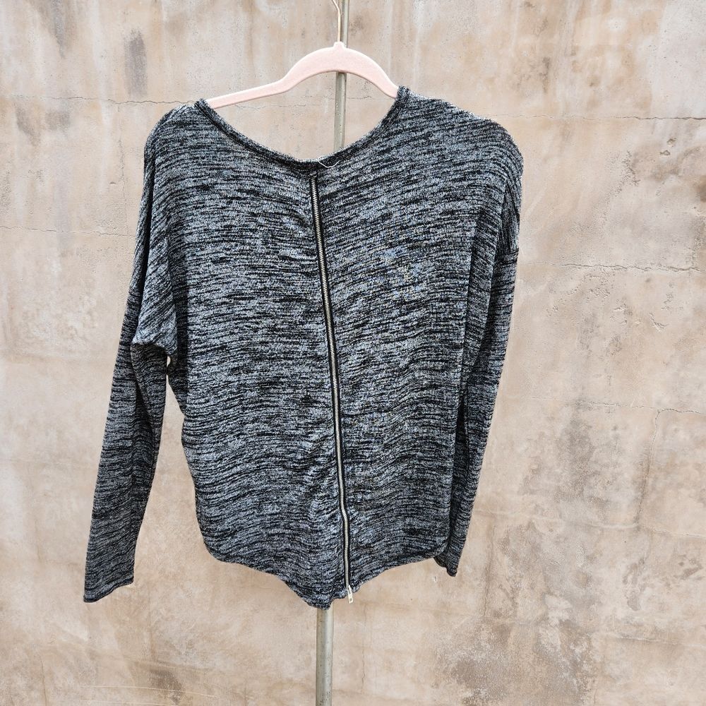 Rag & bone jean light weight marled knit zip sweater top